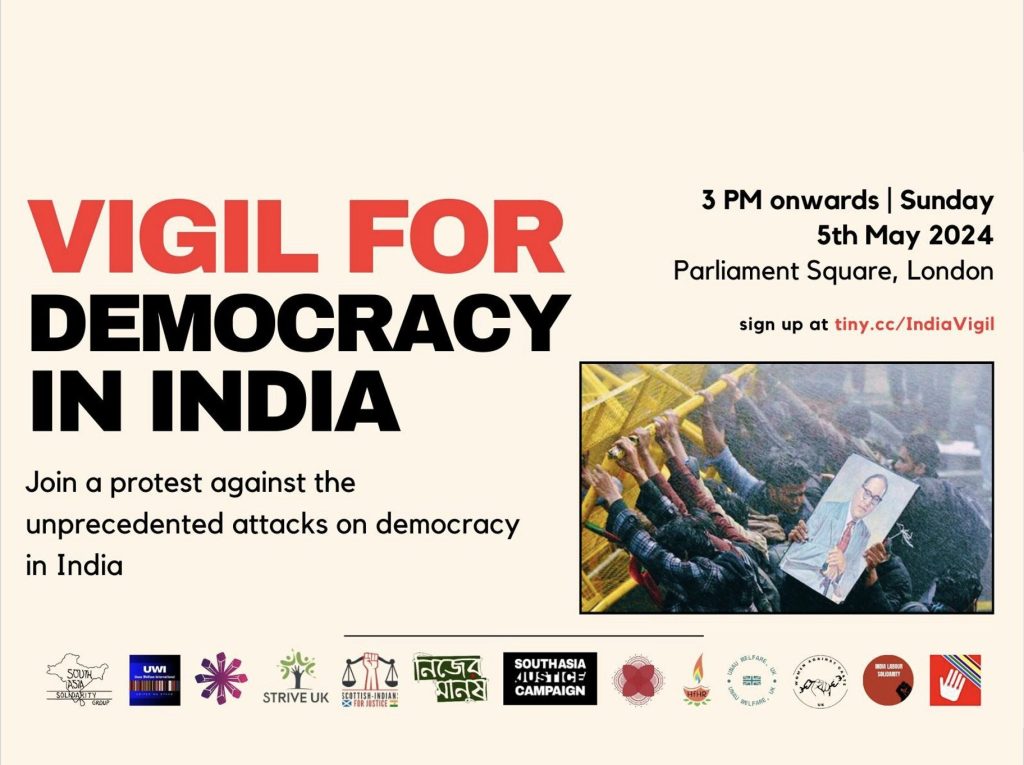 Vigil for Democracy in India, Parliament Square, 5 May